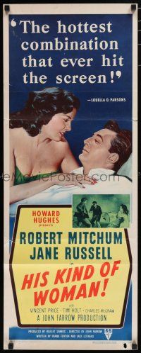 8s584 HIS KIND OF WOMAN insert '51 Robert Mitchum, sexy Jane Russell, presented by Howard Hughes!