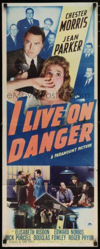 8s592 I LIVE ON DANGER insert '42 artwork of Chester Morris & Jean Parker!