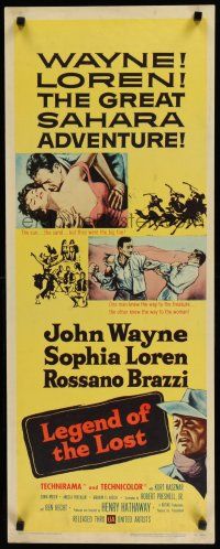 8s642 LEGEND OF THE LOST insert '57 romantic art of John Wayne tangling with sexiest Sophia Loren!