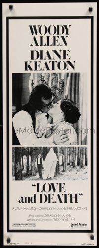 8s654 LOVE & DEATH style B insert '75 wacky Woody Allen & Diane Keaton romantic kiss close up!