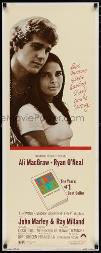 8s656 LOVE STORY insert '70 great romantic close up of Ali MacGraw & Ryan O'Neal!