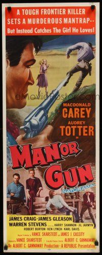 8s665 MAN OR GUN insert '58 Macdonald Carey, Audrey Totter, frontier killer sets murderous trap!