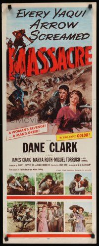 8s670 MASSACRE insert '56 Dane Clark, Native Americans, a woman's revenge, a man's greed!