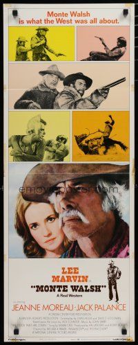 8s680 MONTE WALSH insert '70 super close up of cowboy Lee Marvin & pretty Jeanne Moreau!