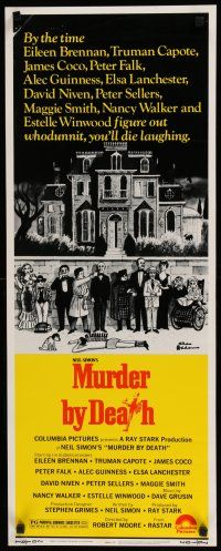 8s686 MURDER BY DEATH insert '76 great Charles Addams art of cast by dead body & spooky house!