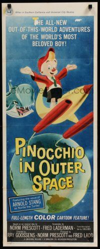 8s729 PINOCCHIO IN OUTER SPACE insert '65 great sci-fi cartoon art, explore new worlds of wonder!