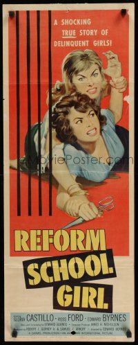 8s740 REFORM SCHOOL GIRL insert '57 classic AIP bad girl catfight behind bars artwork!