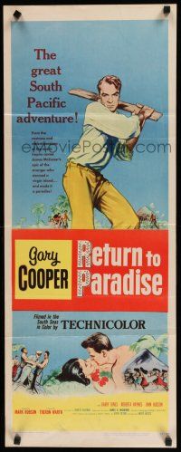 8s742 RETURN TO PARADISE insert '53 art of Gary Cooper, from James A. Michener's story!