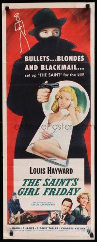 8s749 SAINT'S GIRL FRIDAY insert '54 sexy Diana Dors & bullets can't stop Louis Hayward!
