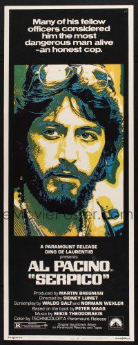 8s761 SERPICO insert '74 cool close up image of Al Pacino, Sidney Lumet crime classic!