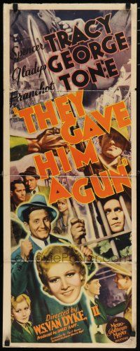 8s811 THEY GAVE HIM A GUN insert '37 pretty Gladys George, Spencer Tracy & Franchot Tone!