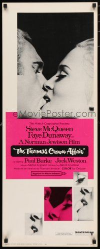 8s813 THOMAS CROWN AFFAIR insert '68 best kiss close up of Steve McQueen & sexy Faye Dunaway!