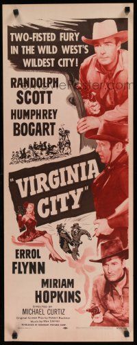 8s826 VIRGINIA CITY insert R56 Errol Flynn, Humphrey Bogart & Randolph Scott, plus sexy Hopkins!