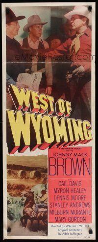 8s834 WEST OF WYOMING insert '50 great image of cowboy Johnny Mack Brown + cool wagon image!