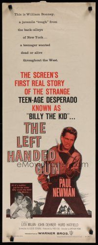 8s641 LEFT HANDED GUN insert '58 great image of Paul Newman as teenage desperado Billy the Kid!