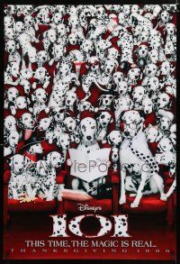 8t005 101 DALMATIANS teaser DS 1sh '96 Walt Disney live action, dogs in theater!