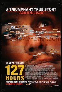 8t009 127 HOURS advance DS 1sh '10 Danny Boyle, cool image of James Franco's face!