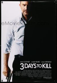 8t012 3 DAYS TO KILL int'l advance DS 1sh '14 image of Kevin Costner as dying Secret Service agent!