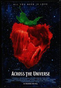 8t023 ACROSS THE UNIVERSE advance DS 1sh '07 Evan Rachel Wood, romance to the music of the Beatles!