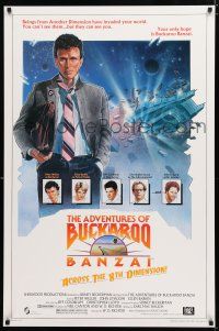 8t026 ADVENTURES OF BUCKAROO BANZAI 1sh '84 Peter Weller science fiction thriller, cool art!