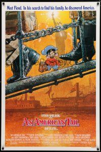 8t046 AMERICAN TAIL 1sh '86 Steven Spielberg, Don Bluth, art of Fievel the mouse by Drew Struzan!