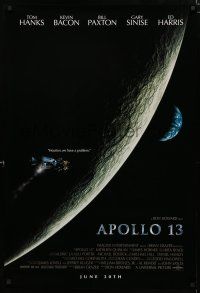 8t055 APOLLO 13 advance 1sh '95 Ron Howard directed, Tom Hanks, image of module in moon's orbit!