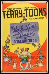 8t001 HOOK, LINE & SINKER 1sh '39 great wacky artwork of Terry-Toons characters!