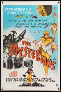 8t004 MYSTERIANS 1sh '59 Ishiro Honda, they're abducting Earth's women & leveling its cities!