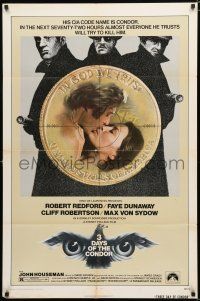 8x014 3 DAYS OF THE CONDOR 1sh '75 CIA analyst Robert Redford & Faye Dunaway!