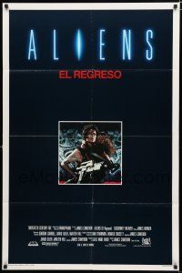 8x033 ALIENS Spanish/U.S. 1sh '86 James Cameron, Signourney Weaver as Ripley, this time it's war!
