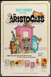 8x052 ARISTOCATS 1sh '71 Walt Disney feline jazz musical cartoon, great colorful image!