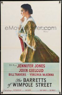 8x074 BARRETTS OF WIMPOLE STREET 1sh '57 art of pretty Jennifer Jones as Elizabeth Browning!