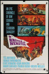 8x081 BATTLE OF NERETVA 1sh '71 Yul Brynner, cool war artwork of several different battles!