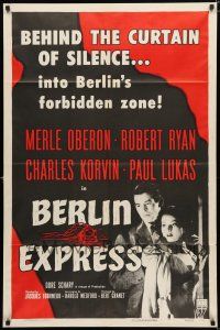 8x091 BERLIN EXPRESS style A 1sh R55 Merle Oberon & Robert Ryan, directed by Jacques Tourneur!