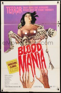 8x110 BLOOD MANIA 1sh '70 really wild horror art, it rips the screams out of your throat!