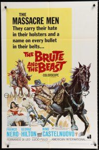 8x138 BRUTE & THE BEAST 1sh '69 Lucio Fulci, cool art of Franco Nero pointing gun on horseback!