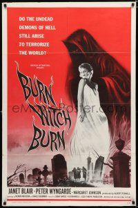 8x143 BURN WITCH BURN 1sh '62 undead demons of Hell arise to terrorize the world!