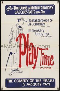 8x662 PLAYTIME Canadian 1sh '67 great artwork of Jacques Tati as Monsieur Hulot!