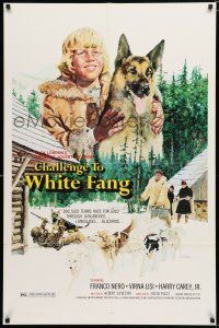 8x168 CHALLENGE TO WHITE FANG 1sh '75 Lucio Fulci, art of German Shepherd & sled dogs by Solie!