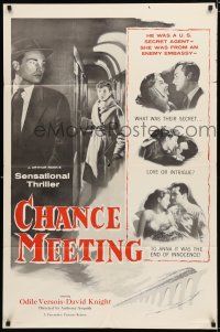 8x169 CHANCE MEETING 1sh '54 Anthony Asquith, Odile Versois & David Knight!