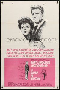 8x177 CHILD IS WAITING 1sh '63 Howard Terpning art of Burt Lancaster & Judy Garland!