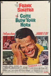 8x190 COME BLOW YOUR HORN 1sh '63 laughing Frank Sinatra, from Neil Simon's play!