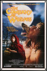 8x191 COMPANY OF WOLVES 1sh '85 directed by Neil Jordan, wild werewolf art by S. Watts!