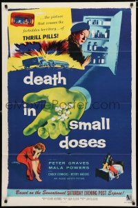 8x229 DEATH IN SMALL DOSES 1sh '57 the rough tough guys and dolls who get their kicks from Benny!