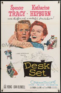 8x240 DESK SET 1sh '57 Spencer Tracy & Katharine Hepburn make the office a wonderful place!