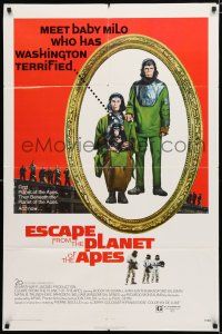 8x287 ESCAPE FROM THE PLANET OF THE APES 1sh '71 meet Baby Milo who has Washington terrified!