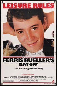 8x306 FERRIS BUELLER'S DAY OFF 1sh '86 c/u of Matthew Broderick in John Hughes teen classic!