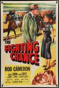 8x308 FIGHTING CHANCE 1sh '55 Rod Cameron & Julie London gamble at horse racing!