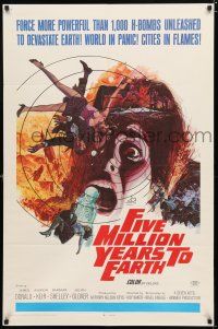 8x317 FIVE MILLION YEARS TO EARTH 1sh '67 cities in flames, world panic spreads, art by Allison!