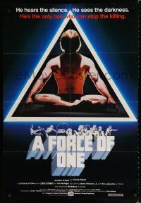 8x329 FORCE OF ONE 1sh '78 Chuck Norris is so bad he hears silence & sees darkness!